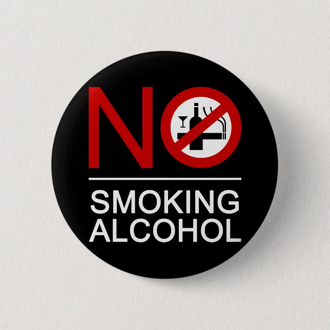 NO Smoking Alcohol ⚠ Thai Sign ⚠ 2 Inch Round Button (Front)