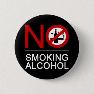 NO Smoking Alcohol ⚠ Thai Sign ⚠ 2 Inch Round Button