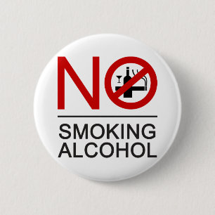 NO Smoking Alcohol ⚠ Thai Sign ⚠ 2 Inch Round Button