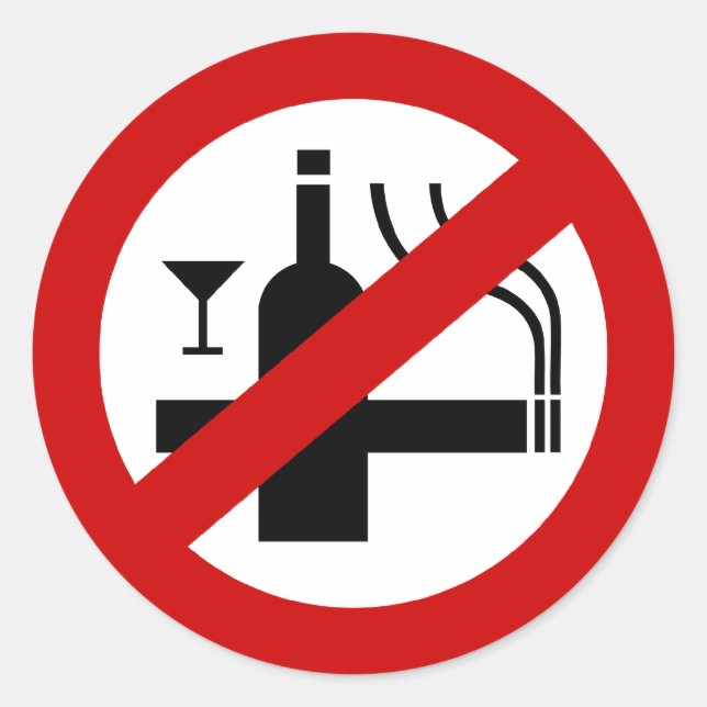 NO Smoking Alcohol ⚠ Thai Sign ⚠ Classic Round Sticker (Front)