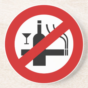 NO Smoking Alcohol ⚠ Thai Sign ⚠ Coaster