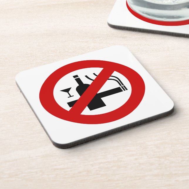 NO Smoking Alcohol ⚠ Thai Sign ⚠ Coaster (Left Side)