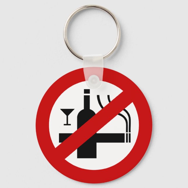 NO Smoking Alcohol ⚠ Thai Sign ⚠ Keychain (Front)