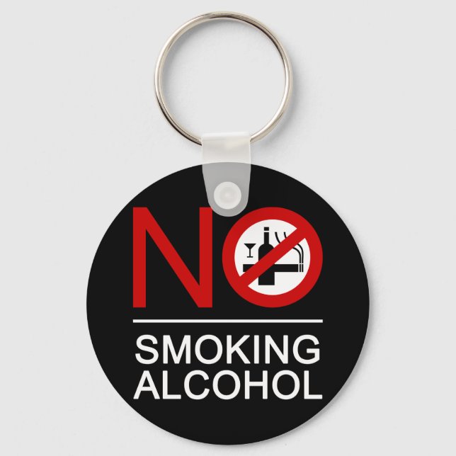 NO Smoking Alcohol ⚠ Thai Sign ⚠ Keychain (Front)