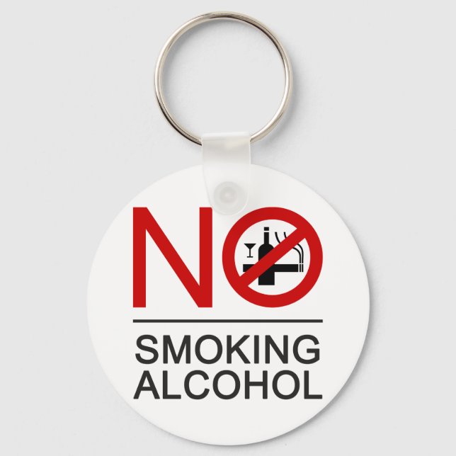 NO Smoking Alcohol ⚠ Thai Sign ⚠ Keychain (Front)