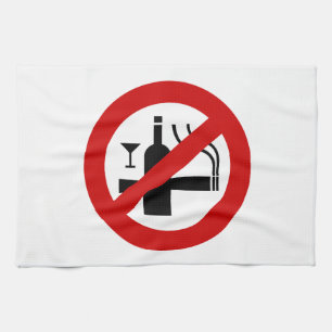 NO Smoking Alcohol ⚠ Thai Sign ⚠ Kitchen Towel