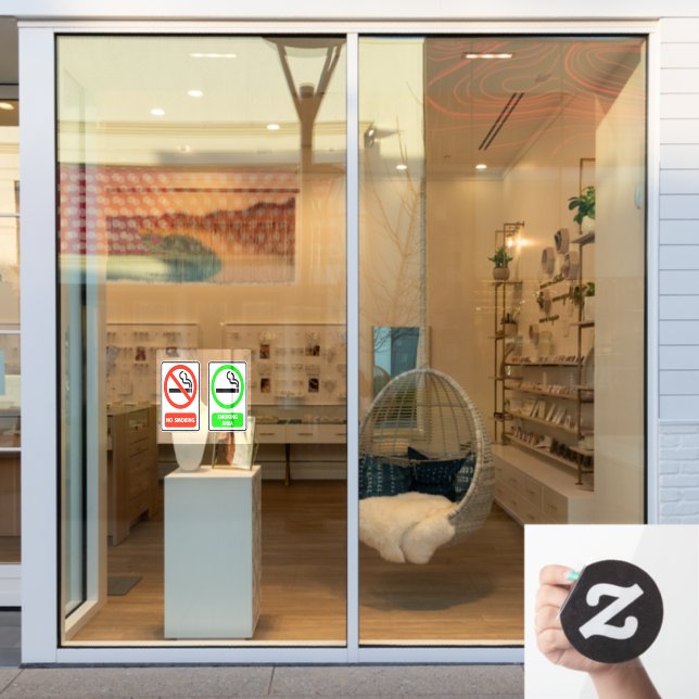 No Smoking and Smoking Area  Window Cling (Store Window)