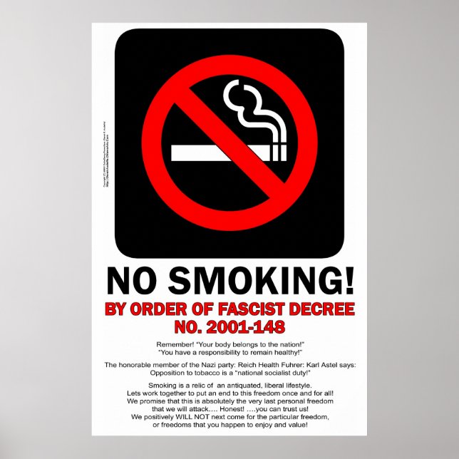 NO SMOKING! - By Order of Fascist Decree! - POSTER (Front)