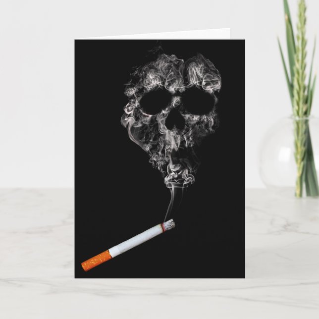 No Smoking Cigarette and Skull Greeting Card (Front)