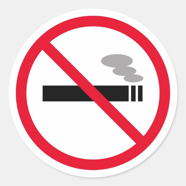No smoking forbidden to smoke warning sign symbol classic round sticker (Front)