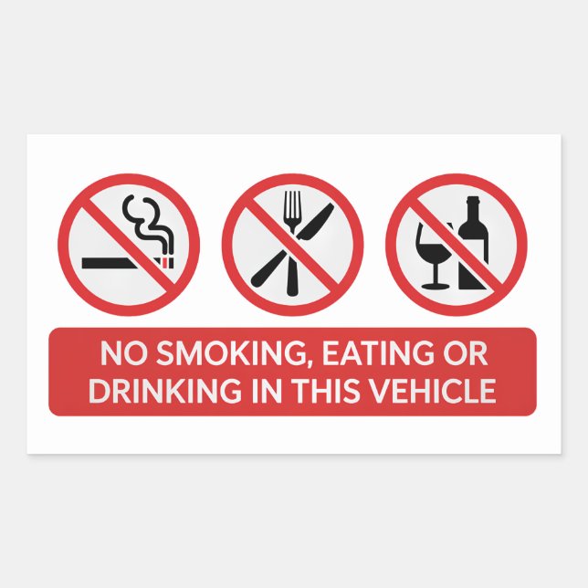 No Smoking No Eating No Drinking Sticker (Front)