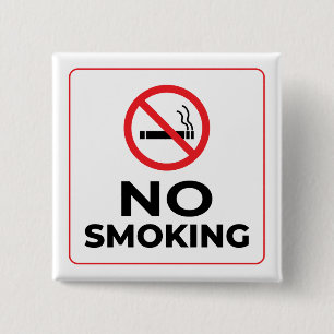 No Smoking Sign 2 Inch Square Button