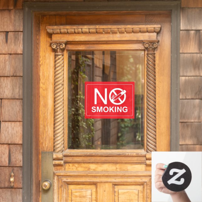 No Smoking Sign Red Window Cling (Home Door)