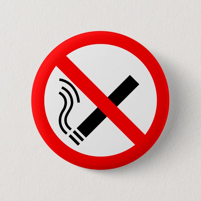 NO Smoking Sign - UK Signage 2 Inch Round Button (Front)