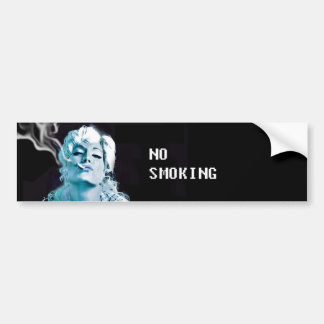 no smoking, smoking, blue smoke, beautiful girl bumper sticker