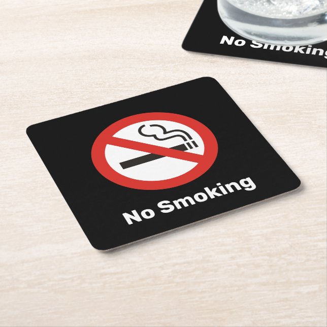 No Smoking Square Paper Coaster (Angled)
