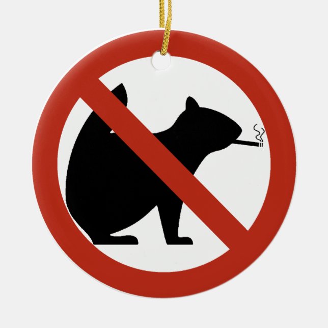 No Smoking Squirrels Allowed Highway Sign Ceramic Ornament (Front)