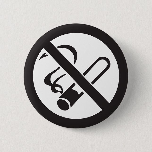no smoking symbol 2 inch round button (Front)