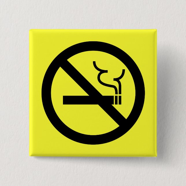 No Smoking Symbol 2 Inch Square Button (Front)