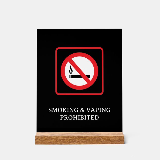 No Smoking Vaping Acrylic Sign (Front)