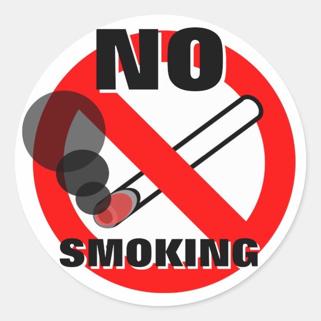 No Smoking Warning Sign Classic Round Sticker (Front)
