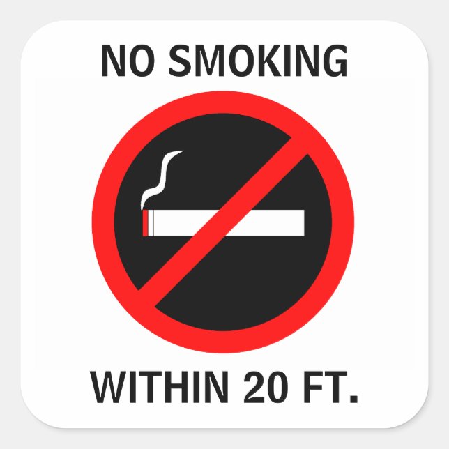 NO SMOKING WITHIN 20 FT. SQUARE STICKER (Front)