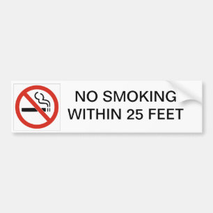 NO SMOKING WITHIN 25 FEET BUMPER STICKER