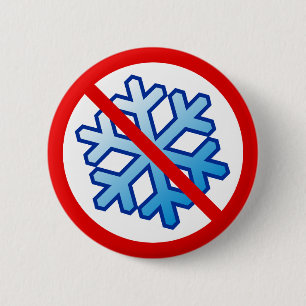 No Snowflakes - Snowflake in Red No Circle Slash 2 Inch Round Button
