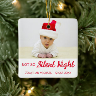 No So Silent Night Baby Christmas Ceramic Ornament