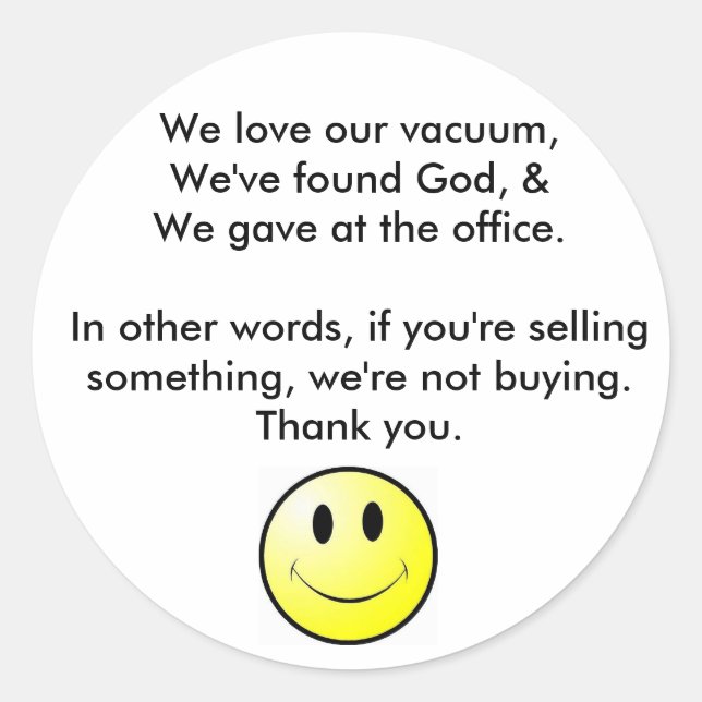 No soliciting classic round sticker (Front)