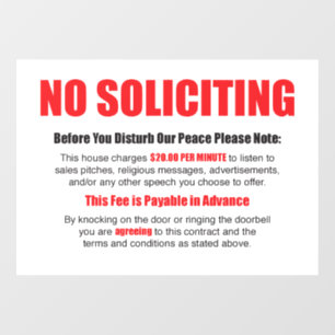 No Soliciting Door Cling