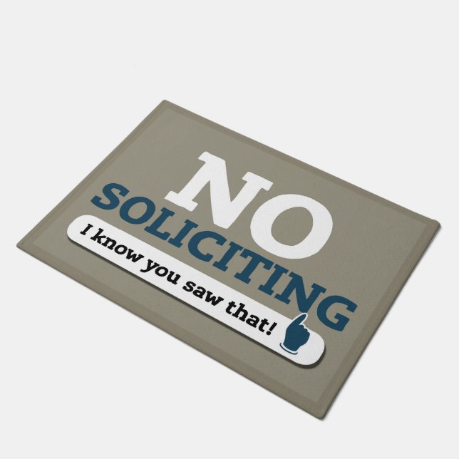 "No Soliciting" Door Mat - Beige (Angled)