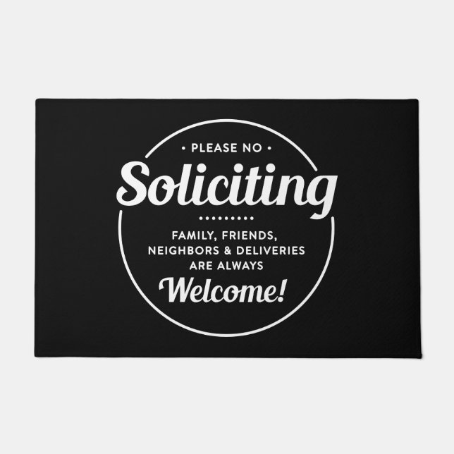 No Soliciting (edit colours) Front Door Entrance Doormat (Front)
