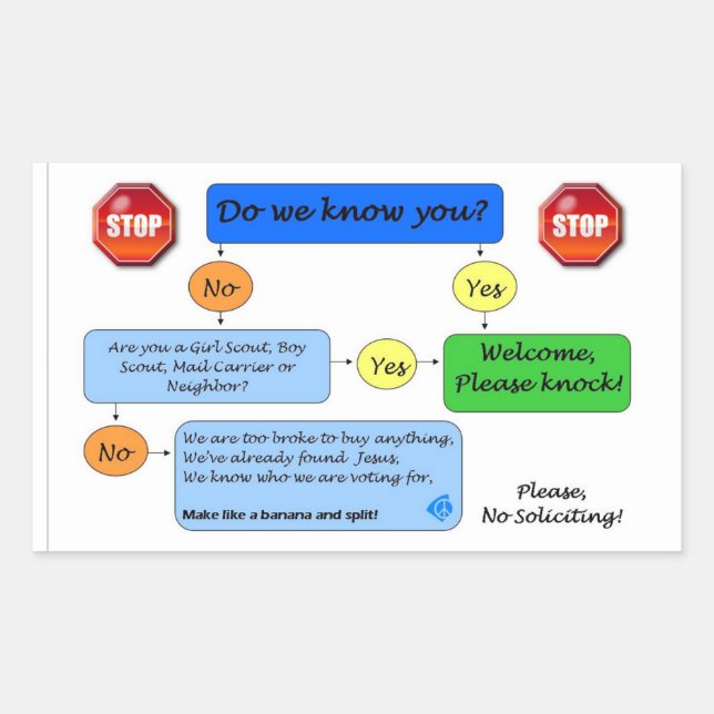 No Soliciting Flow Chart Sticker (Front)