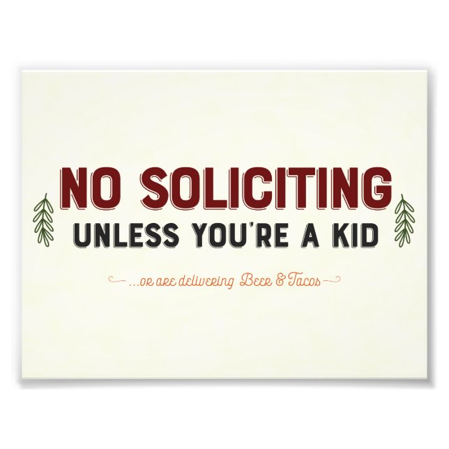 NO SOLICITING PHOTO PRINT (Front)