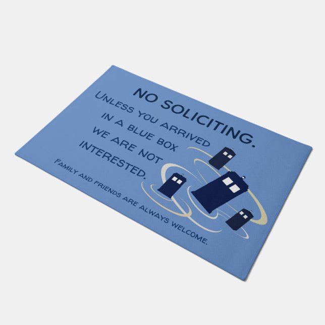 No Soliciting Police Box Doormat (Angled)