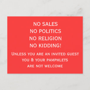 No soliciting Postcard