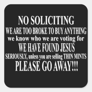 No Soliciting Square Sticker
