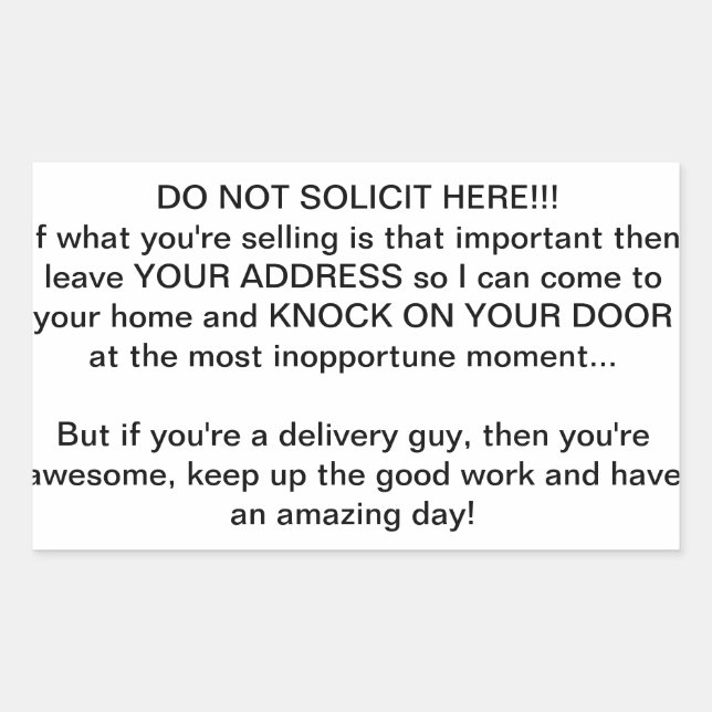 no soliciting sticker (Front)