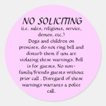 NO SOLICITING sticker