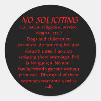 NO SOLICITING sticker (Black)