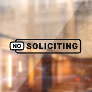 No Soliciting Store Shop Business Window Cling