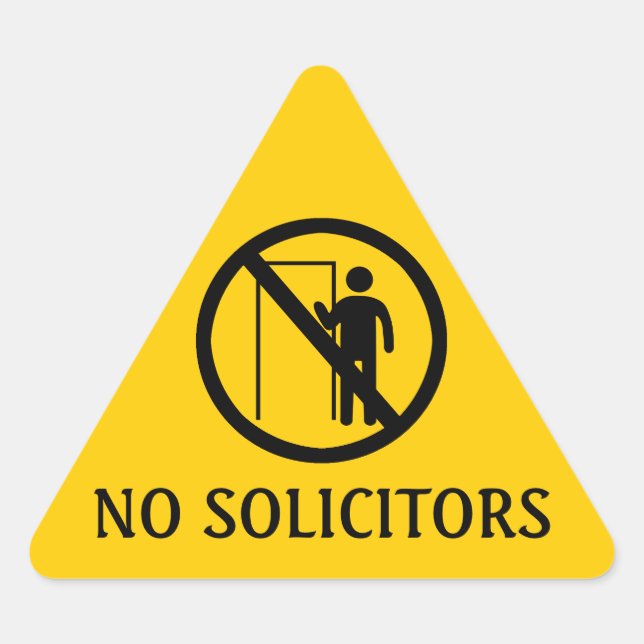 No Solicitors Stickers, Yellow Triangle Warning Triangle Sticker (Front)