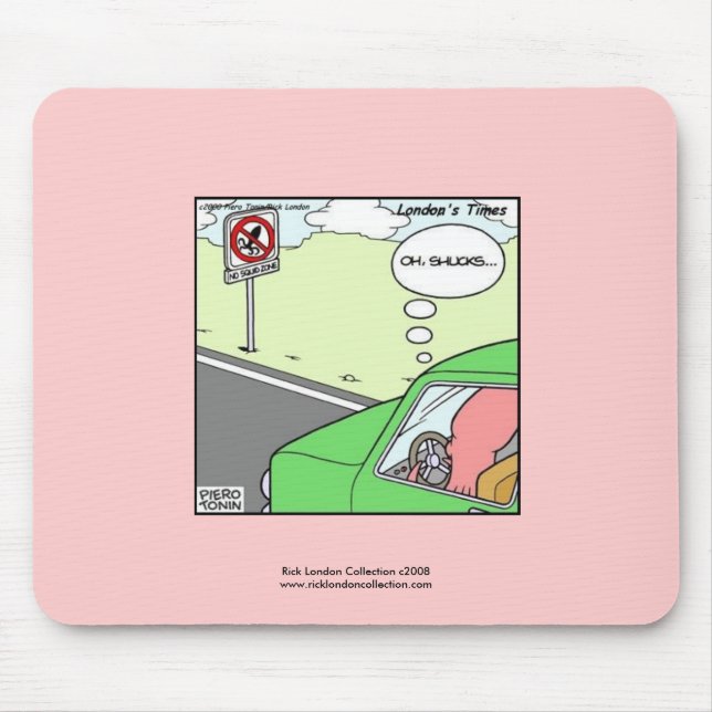 No Squid Zone Hilarious Cartoon Mouse Pad (Front)