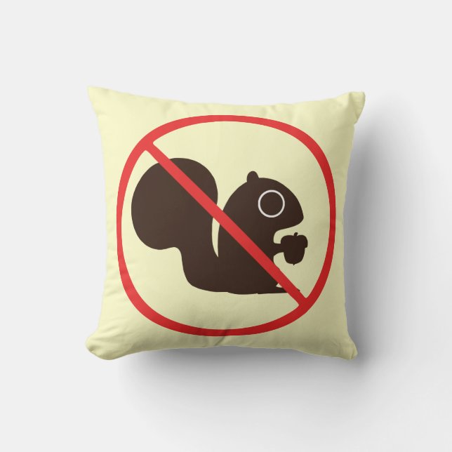 No Squirrels Throw Pillow (Front)