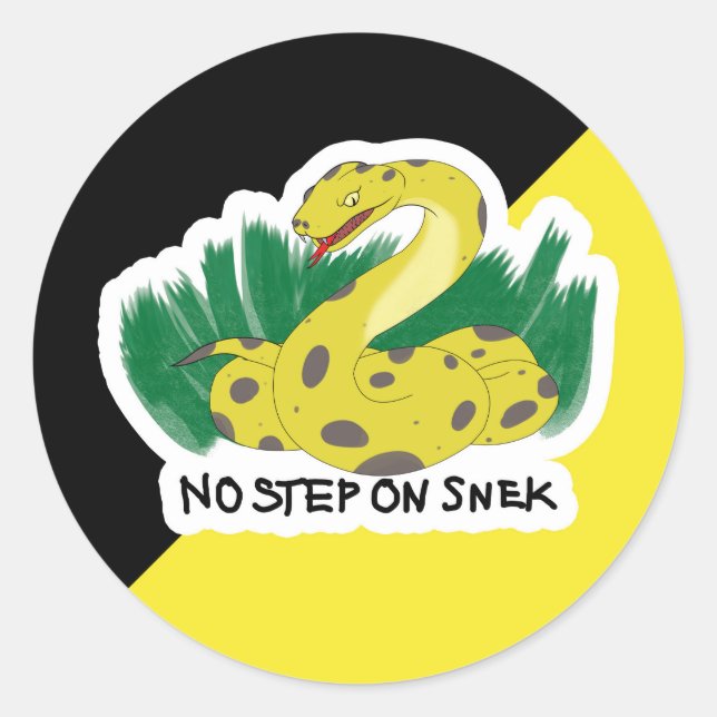 No Step on Snek AnCap Black and Yellow Snake Classic Round Sticker (Front)