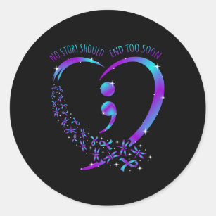 Suicide Awarenss Ribbon Heart I MISS YOU Sticker by