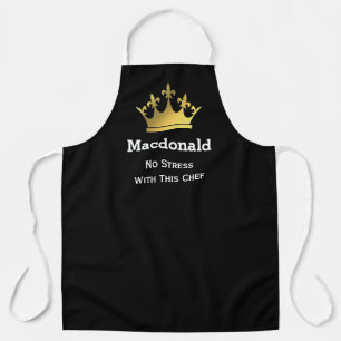 NO STRESS CHEF   Personalized Add Logo   BLACK Apron