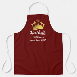 NO STRESS CHEF Personalized Add Logo BURGUNDY Apron