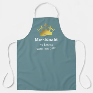 NO STRESS CHEF   Personalized Crown   CADET BLUE Apron